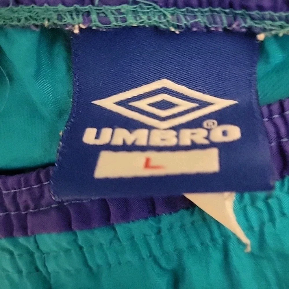 Umbro Shorts Mens Large Blue USA Nylon Made Athletic Gym Soccer Embroidery‎ VGT